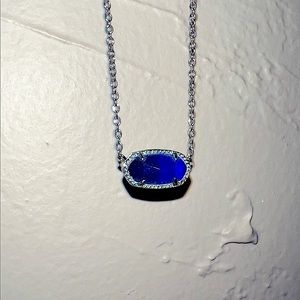 Kendra Scott Elisa Necklace in Cobalt Cat's Eye Glass, Rhodium Plated